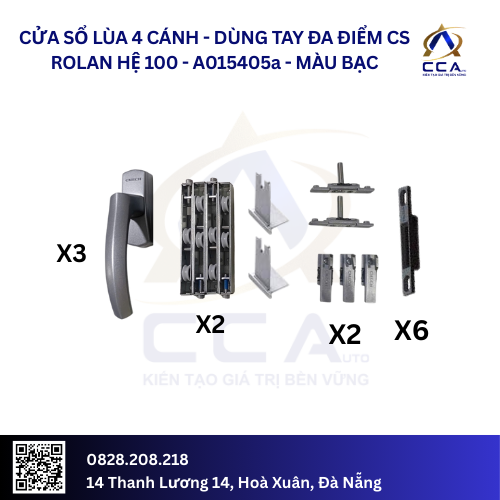 Cửa Sổ Lùa 4 Cánh - Dùng Tay Đa Điểm Cửa Sổ - Rolan Hệ 100 - A015405 - (Combo)