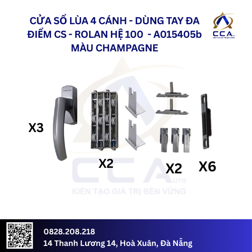 Cửa Sổ Lùa 4 Cánh - Dùng Tay Đa Điểm Cửa Sổ - Rolan Hệ 100 - A015405 - (Combo) - Image 5