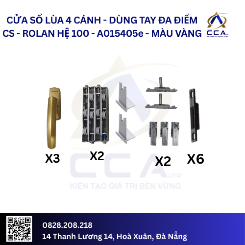 Cửa Sổ Lùa 4 Cánh - Dùng Tay Đa Điểm Cửa Sổ - Rolan Hệ 100 - A015405 - (Combo) - Image 2