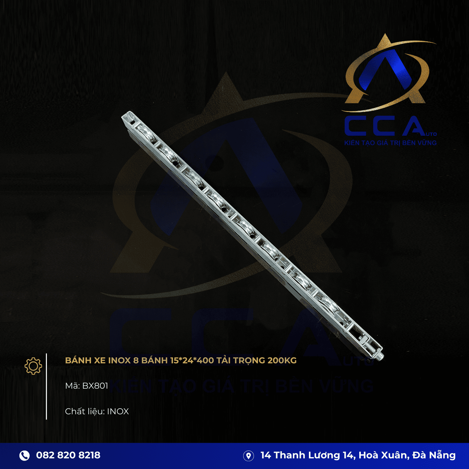 Bánh Xe Inox 8 Bánh 15x24x400 Tải Trọng 200kg - BX801